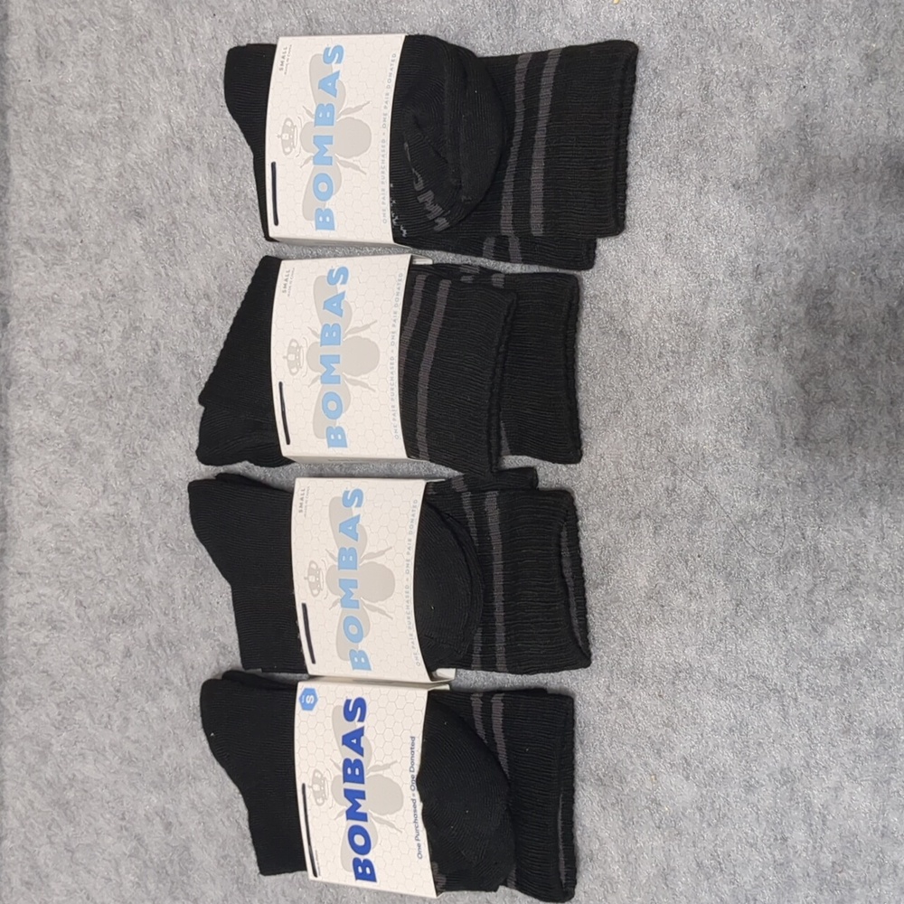 BOMBAS Black Calf Socks Small (4-7.5) NWT (Lot Of 4)